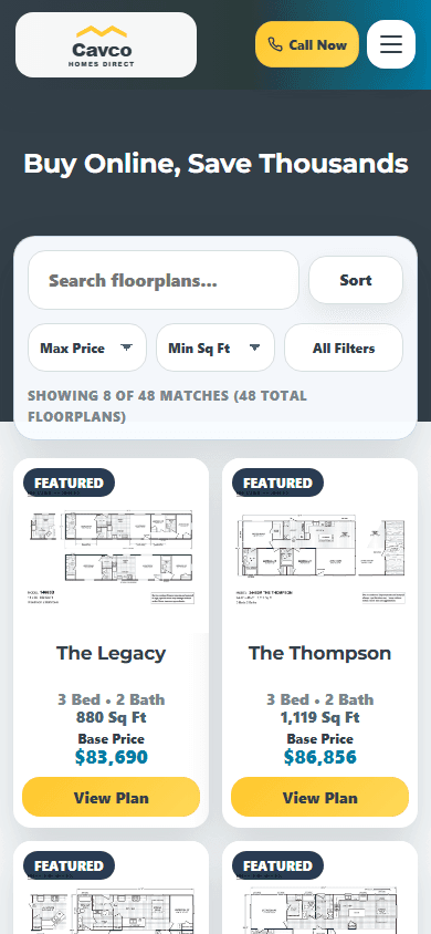Cavco Homes Direct mobile floorplan catalog